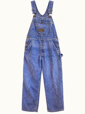 True Vintage Washington Dee Cee Hand Embroidered Distressed Denim Overalls